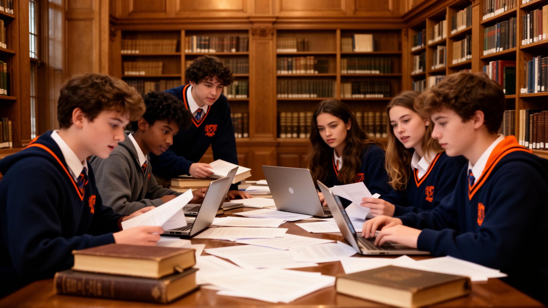 Students conducting research at a top university library