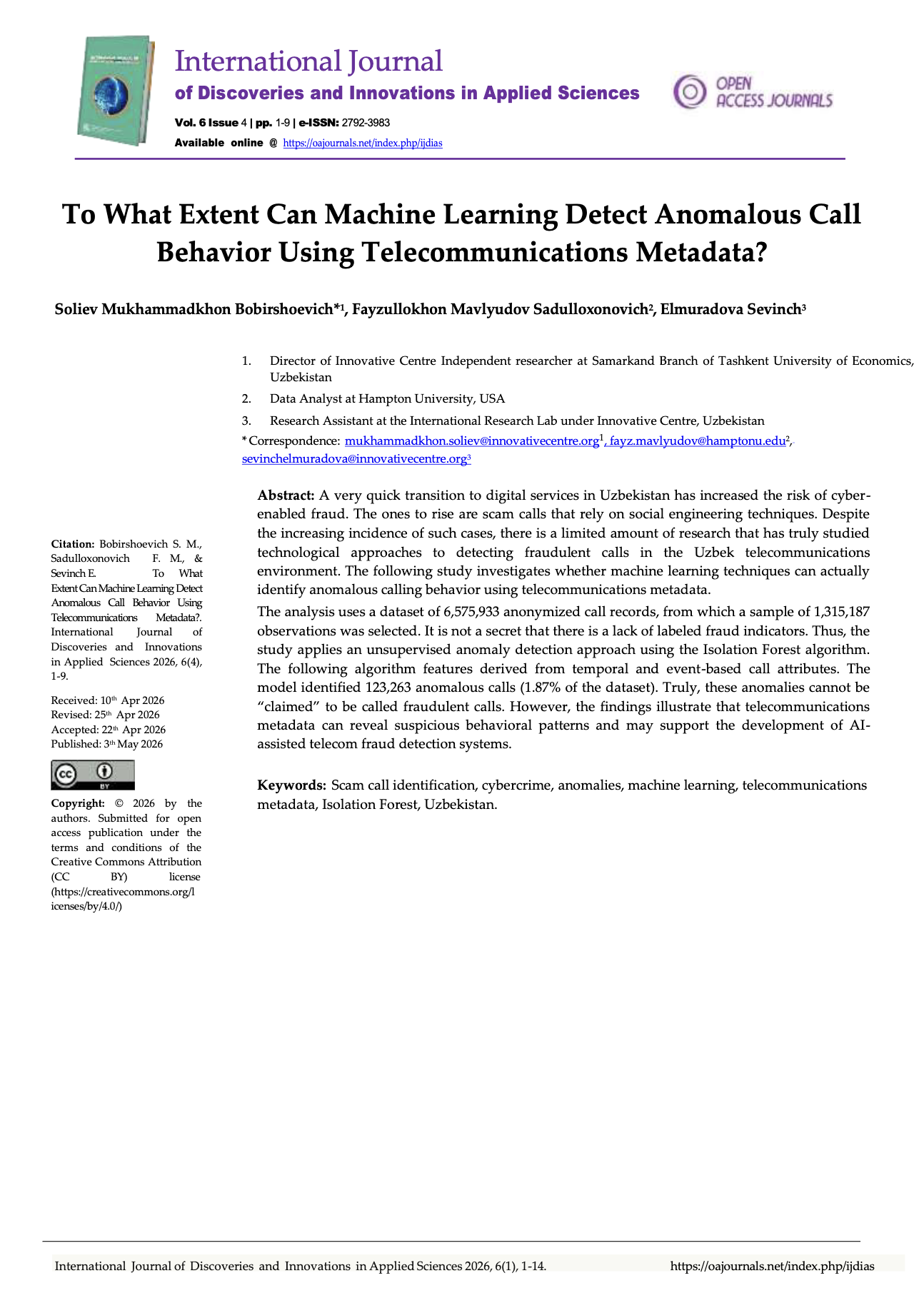 Machine Learning for Anomalous Call Detection